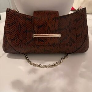 Jimmy Choo Brown Snake Print Tote with Chain